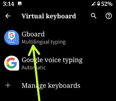 Configuración del teclado Gboard en el sistema operativo Android 10