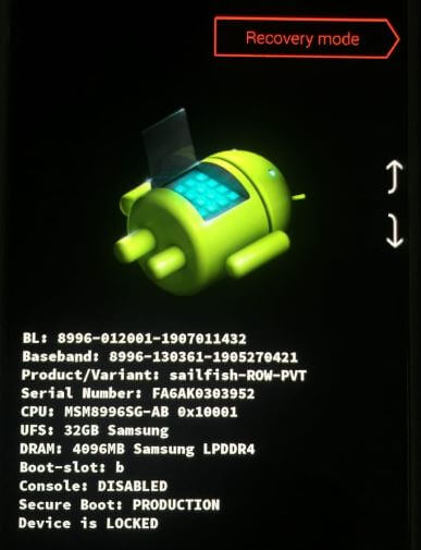 Restablecimiento de fábrica de Android 10 usando el modo de recuperación