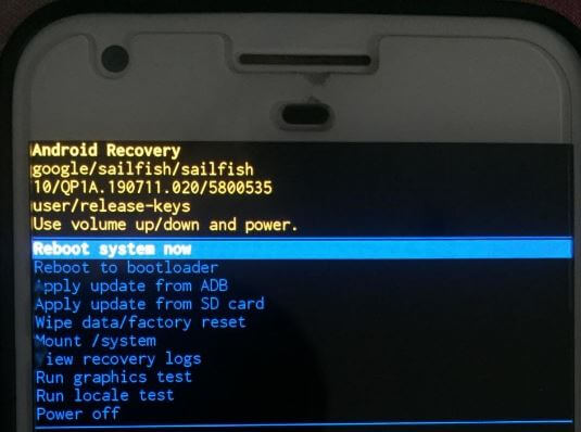 Restablecimiento maestro de Android 10 usando el modo de recuperación