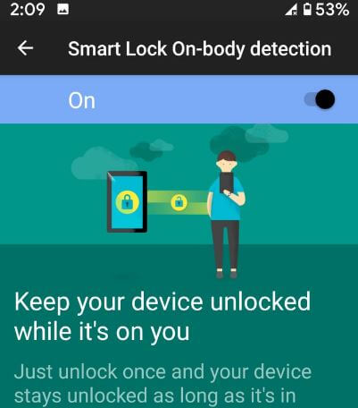 Detección de bloqueo inteligente en el cuerpo de Android 10