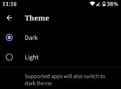 Establecer tema oscuro o tema claro en Android Q Beta 3