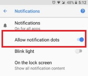 Permitir puntos de notificación en dispositivos Android 8.0 Oreo