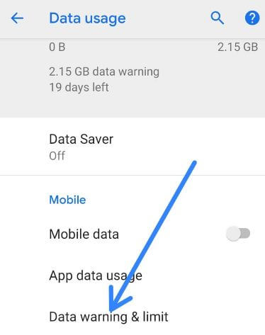 Cómo establecer el límite de datos en Android 9 Pie