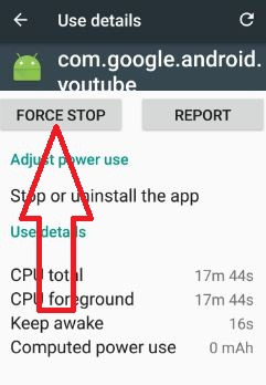 Forzar la detención de la aplicación de YouTube en un teléfono Android