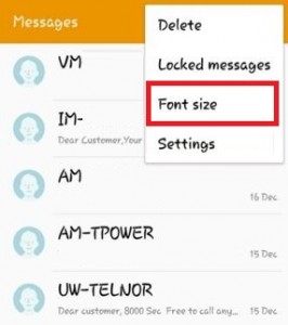 cambiar el tamaño de fuente de la aplicación de mensajes en Android