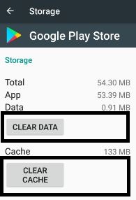 Borrar caché y datos de Play Store para corregir el error de Android