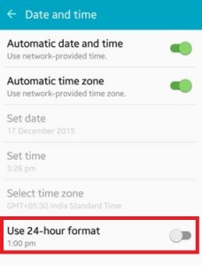 Establecer la hora para el formato de 24 horas en Android