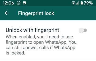 Habilite la función de bloqueo de huellas dactilares de WhatsApp