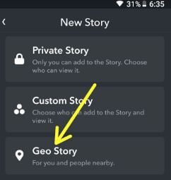 Cree la historia de Snpachat Geofence en dispositivos Android