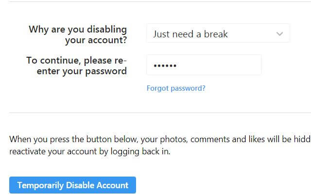 Desactivar temporalmente mi cuenta en Instagram Android