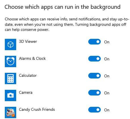 Cómo desactivar el fondo de la aplicación en Windows 10